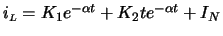 $ i_{\scriptscriptstyle L} = K_1 e^{-\alpha t} + K_2 t e^{-\alpha t} + I_N$